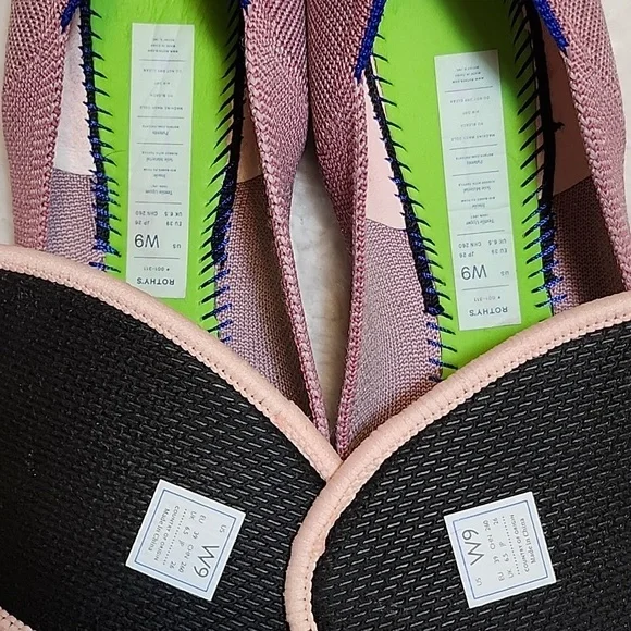 Rothy's The Flat Begonia Pink Knit Fabric Slip On Ballet Flats Bubble Gum Sz 9 - Picture 12 of 16